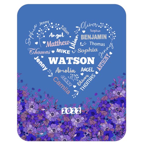 Personalized Family Name Love Heart Flower By Wanni 60 x50  Blanket Front