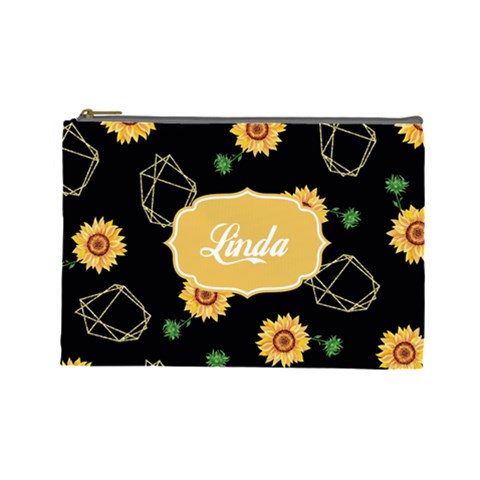 Personalized Sunflower Name 1 Cosmetic Bag By Anita Kwok Front
