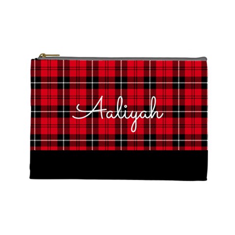 Personalized Check Pattern Name 1 Cosmetic Bag By Anita Kwok Front