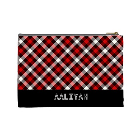 Personalized Check Pattern Name 1 Cosmetic Bag By Anita Kwok Back