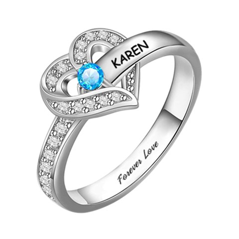 Personalized 1 Name Birthstone Ring By Alex Front