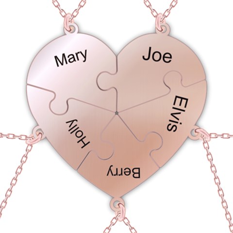 Personalized 5names Puzzle Heart By Oneson Front