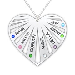 Personalized Name 7 Members Family Tree Heart Love - 925 Sterling Silver Pendant Necklace