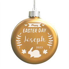 Personalized Easter Day Rabbit Egg Name - LED Glass Round Ornament