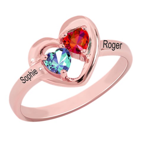 Classic 2 Name Heart Ring By Alex Front