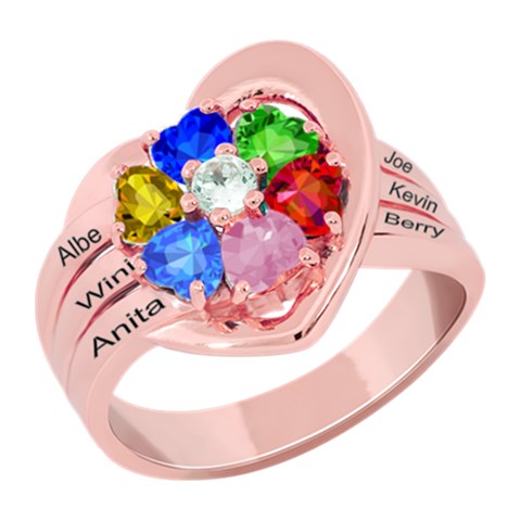 Classic 6 Name Heart Ring By Alex Front
