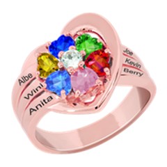 Classic 6 Name Heart Ring - 925 Sterling Silver Ring