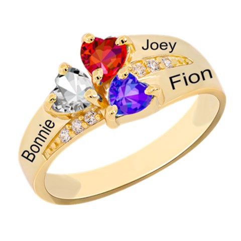 Diamond 3 Name Heart Ring By Alex Front