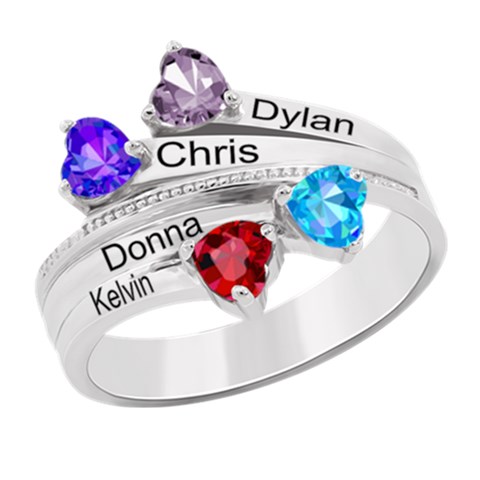 Diamond 4 Name Heart Ring By Alex Front
