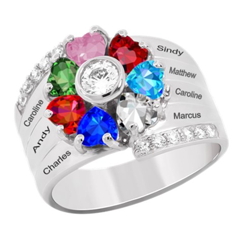 Diamond 7 Name Heart Ring By Alex Front