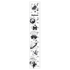 Personalized Cat Space Black and White Name - Growth Chart Height Ruler For Wall