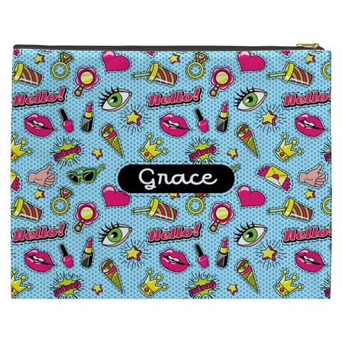 Personalized Girly Pattern Name Cosmetic Bag By Joe Back