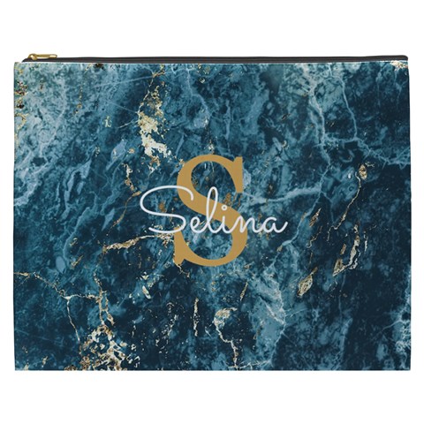 Personalized Marble Name Cosmetic Bag By Joe Front