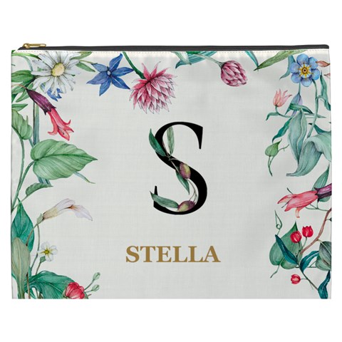 Personalized Floral Initial Name Cosmetic Bag By Joe Front