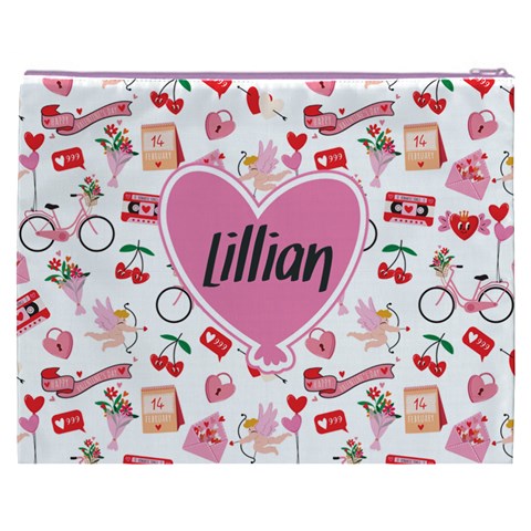 Personalized Valentine Day Lover Name Cosmetic Bag By Joe Back