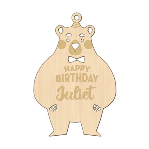 Personalized Happy Birthday Bear Wood Ornament By Joe Front
