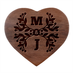 Personalized Couple Initial Heart Wood Jewelry Box