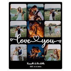 Personalized Phone Connected Heart Lover 9 Grid (5 styles) - Two Sides Premium Plush Fleece Blanket (Medium)