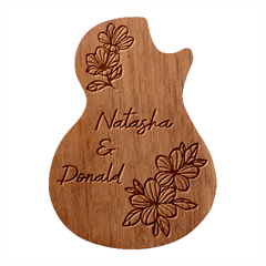 Personalized Couple Flower Guitar Picks Set - Guitar Shape Wood Guitar Pick Holder Case And Picks Set