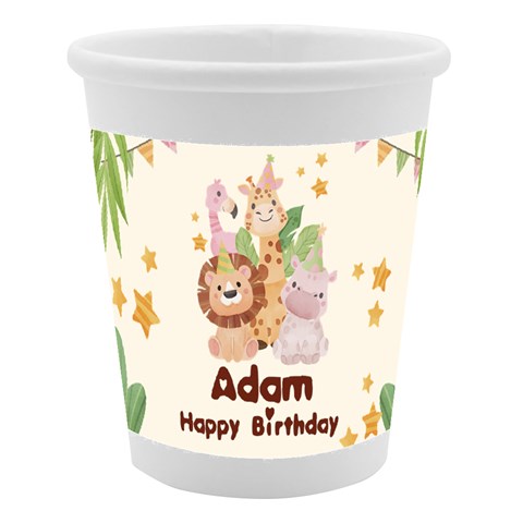 Personalized Animal Happy Birthday Name Paper Cup By Joe Center