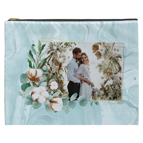 Personalized Wedding Photo Names Cosmetic Bag By Katy Front