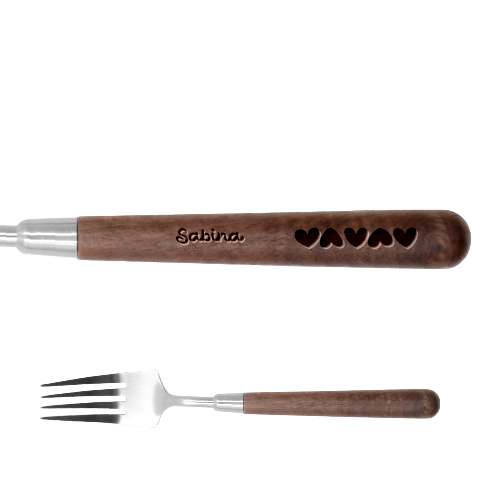 Personalized Heart Name Stainless Steel Fork With Wooden Handle  By Katy Fork
