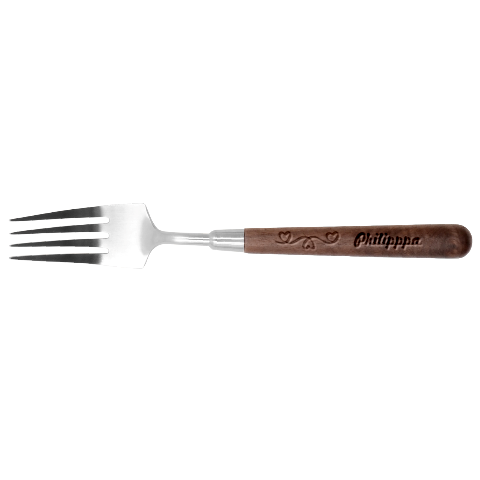 Personalized Heart Line Name Stainless Steel Fork With Wooden Handle  By Katy Fork