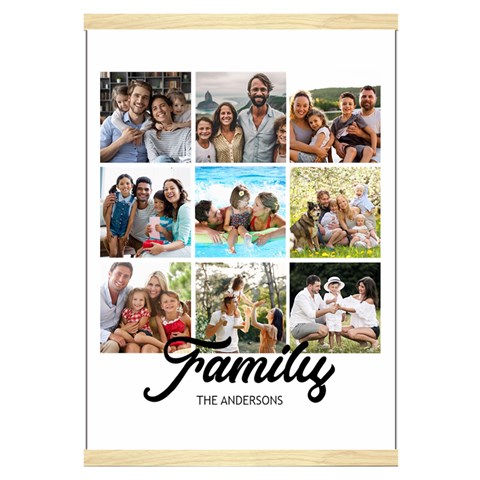 Personalized 9 Photos Family Name Hanging Canvas Print By Joe Front