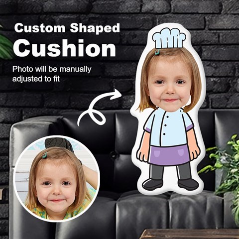 Personalized Photo In Chef Cartoon Style Custom Shaped Cushion By Joe Front