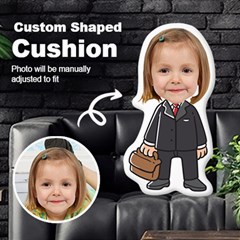 Personalized Photo in Merchant Businessman Cartoon Style Custom Shaped Cushion - Cut To Shape Cushion
