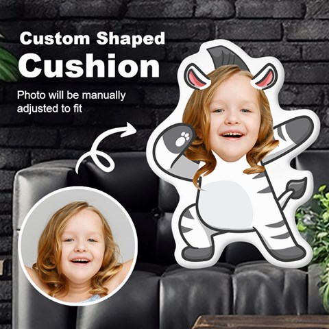 Personalized Photo In Dabbing Zebra Cartoon Style Custom Shaped Cushion By Joe Front