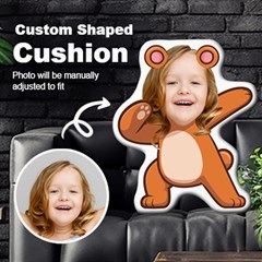 Personalized Photo in Dabbing Bear Cartoon Style Custom Shaped Cushion - Cut To Shape Cushion