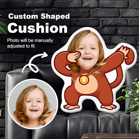 Personalized Photo In Dabbing Monkey Cartoon Style Custom Shaped Cushion By Joe Front