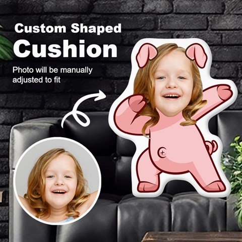 Personalized Photo In Dabbing Pig Cartoon Style Custom Shaped Cushion By Joe Front