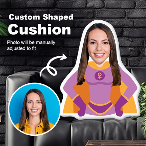 Personalized Photo In Super Mom Mother Cartoon Style Custom Shaped Cushion By Joe Front