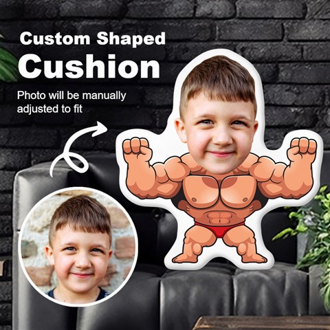 Personalized Photo In Strong Man Style Custom Shaped Cushion By Joe Front