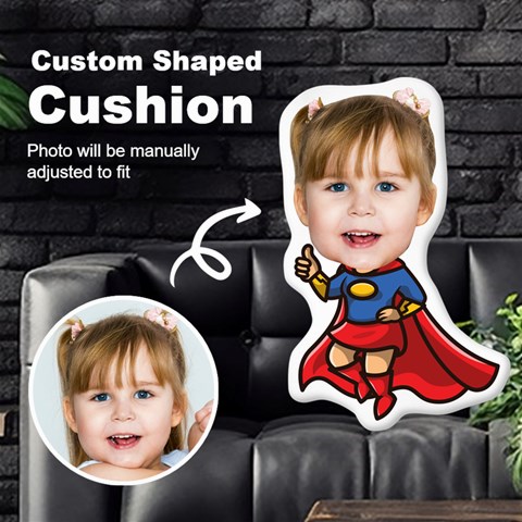 Personalized Photo In Superwoman Cartoon Style Custom Shaped Cushion By Joe Front