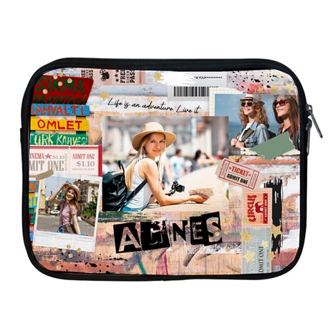 Personalized Life Adventure Style Travel Collage Photo Name Ipad Zipper Case By Joe Front