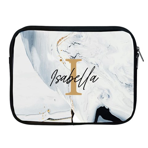 Personalized Initial Name Marble Ipad Zipper Case By Joe Front