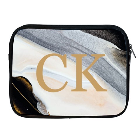 Personalized Initial Marble Ipad Zipper Case By Joe Front