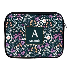 Personalized Floral Pattern Initial Name iPad Zipper Case (2 styles) - Apple iPad Zipper Case