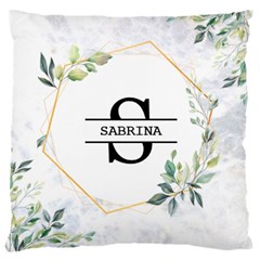 Personalized Initial Name Floral Large Cushion Case - Large Cushion Case (One Side)