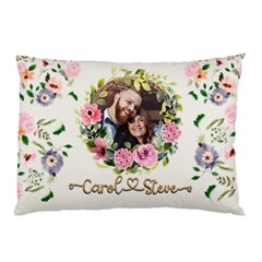 Personalized Floral wreath Love Photo Name Pillow Case - Pillow Case (Two Sides)