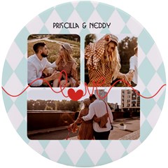 Personalized Love Line Name Photo Round Tile Coaster - UV Print Round Tile Coaster