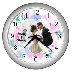 Personalized Flower Shape Photo Wall Clock - Wall Clock (Silver)
