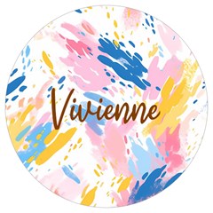 Personalized Colorful Brush Name Round Trivet