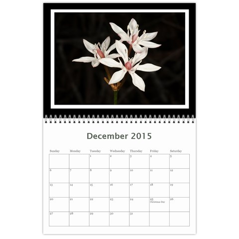 2015 Basic Black & White Calendar By Mim Dec 2015