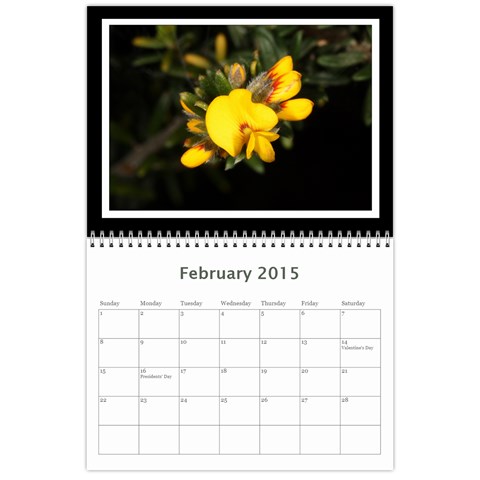 2015 Basic Black & White Calendar By Mim Feb 2015