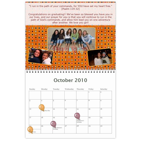 Hannah Calendar By Amy Oct 2010