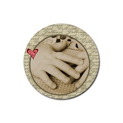Dylan s baby hands - Rubber Coaster (Round)